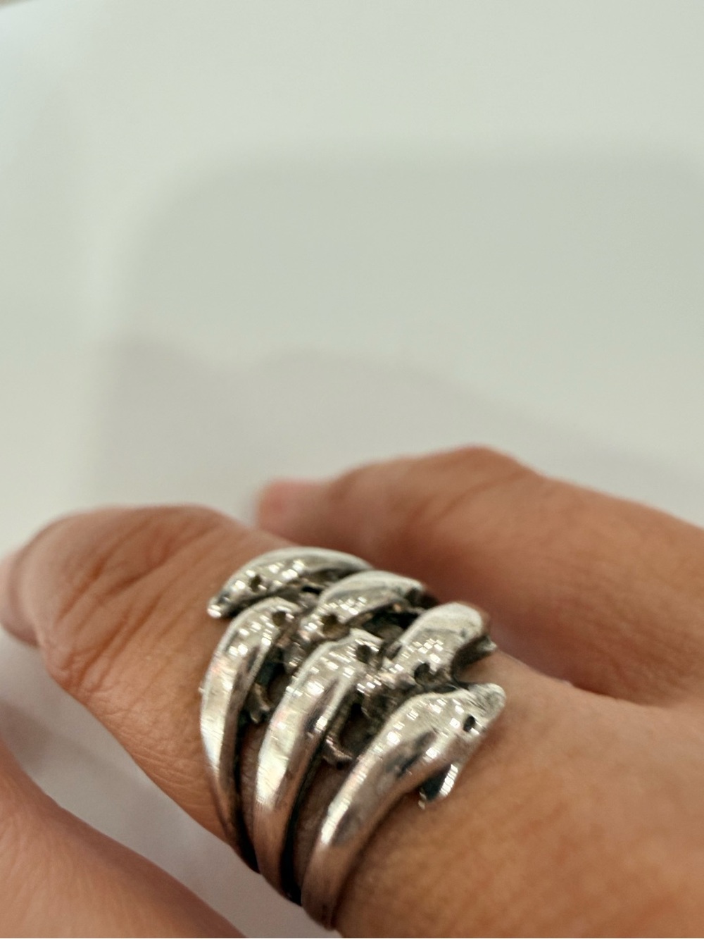 Sterling Silver Multi-Band Dolphin Ring - Silver